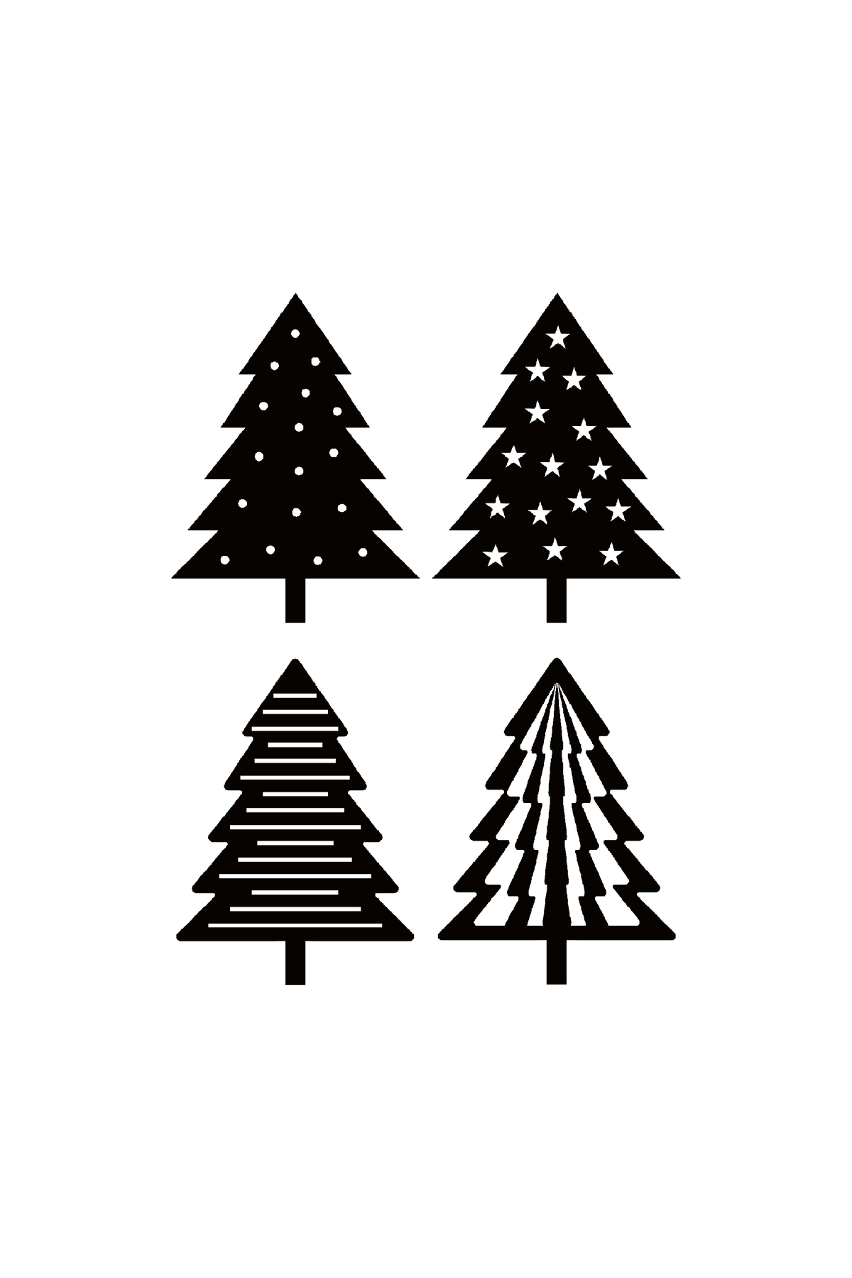 Digitale Datei - Weihnachtsbäume 4er Set