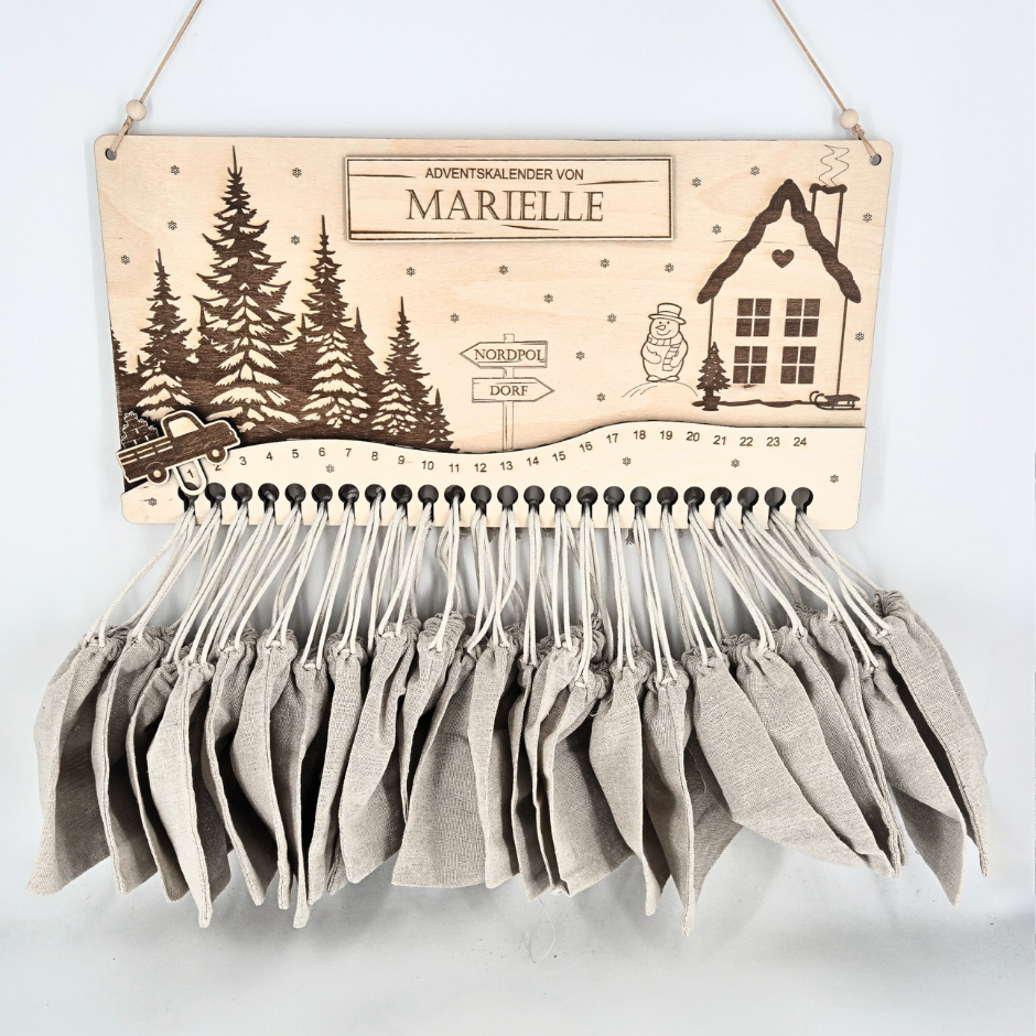 Digitale Datei - Personalisierter Adventskalender aus Holz