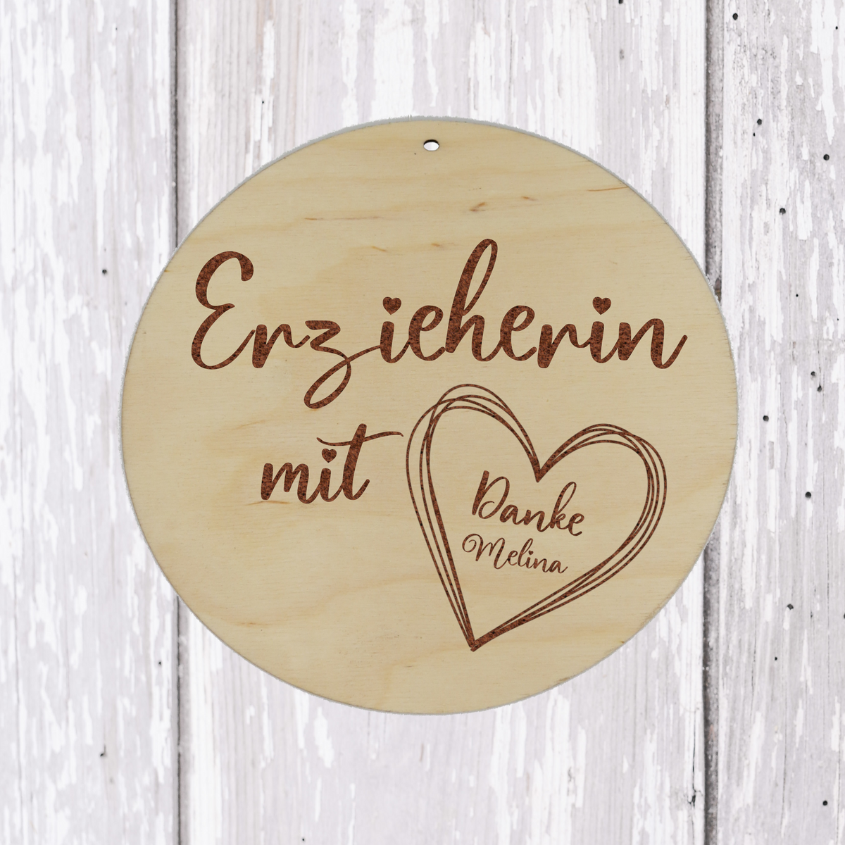 Holzschild für Erzieherin