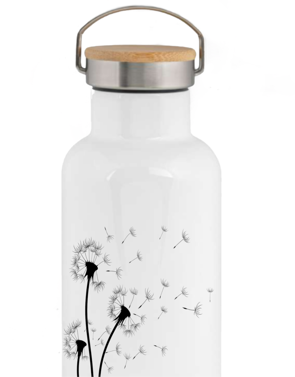 Trinkflasche Edelstahl mit Pusteblume