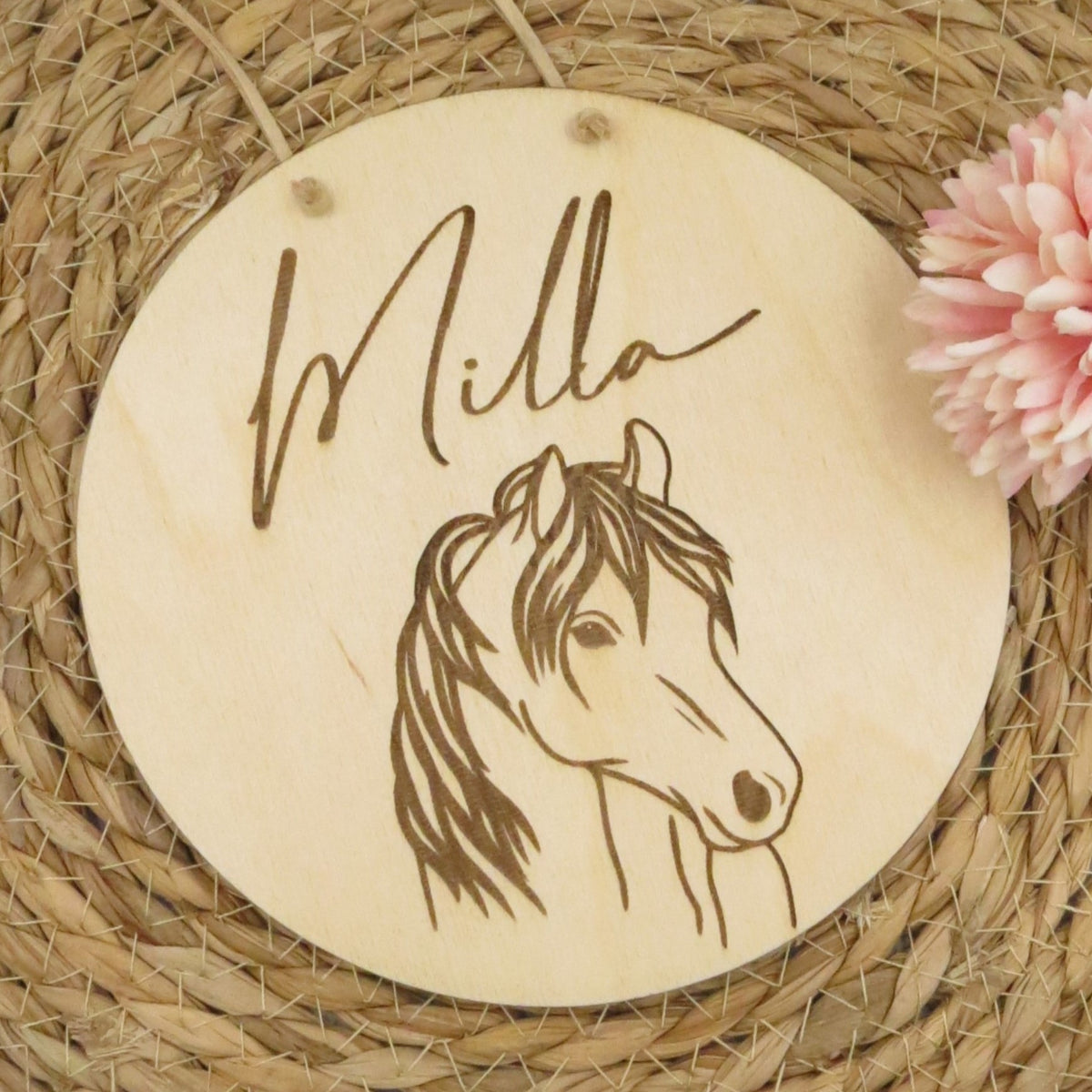 Personalisiertes Holzschild mit Pferd