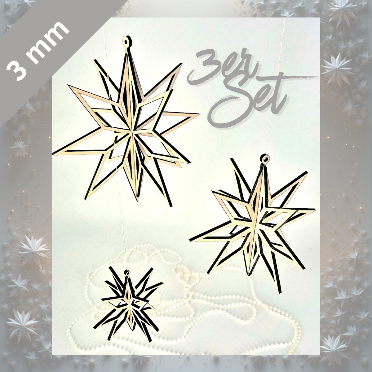 Digitale Datei - Sterne zum Aufhängen (alle Größen im 3er Set, 3mm)