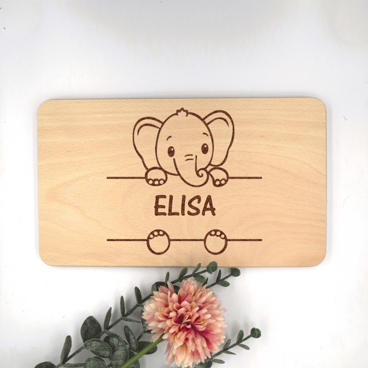 Personalisiertes Frühstückbrett Elefant